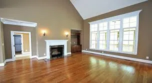 Living room with fireplace and hardwood floors